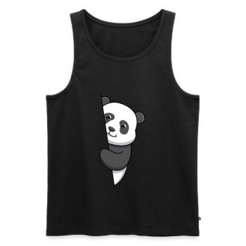 Panda bear looking out of the shirt / Funny, Cool - Men's Premium Organic Tank Top - black - Front - AI Model Male 178 light (178cm)