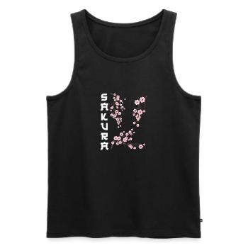 Japanese Cherry Blossom Sakura - Men's Premium Organic Tank Top - black - Front - Michal (187cm)