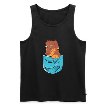 Dachshund - Men's Premium Organic Tank Top - black - Front - AI Model Male 178 light (178cm)