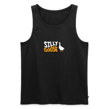 Silly Goose with a hat - Men's Premium Organic Tank Top - black - Front - AI Model Male 178 light (178cm)