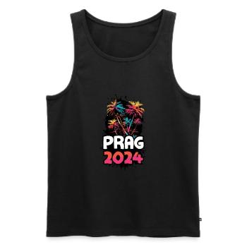 Prague 2024 Voyage de vacances coloré - Débardeur bio Premium Homme - noir - Devant - AI Model Male 178 light (178cm)