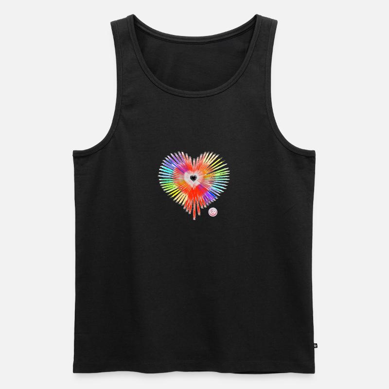 Regenbogen Herz - Männer Premium Bio Tank Top - Schwarz