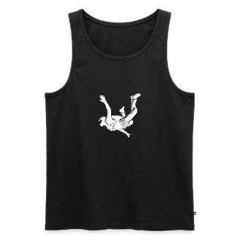 Saut de parachutiste en équipement professionnel - Débardeur bio Premium Homme - noir - Devant - AI Model Male 178 light (178cm)