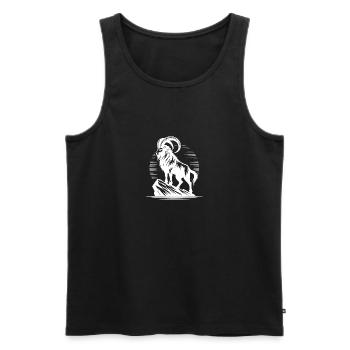 Capricorne sinistre avec d’énormes cornes - Débardeur bio Premium Homme - noir - Devant - AI Model Male 178 light (178cm)
