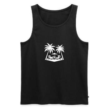 Pärchen Urlaub mit Palmen am Strand - Männer Premium Bio Tank Top - Schwarz - Vorne - Michal (187cm)
