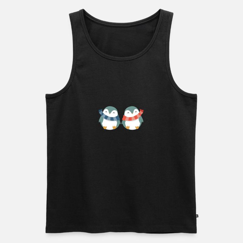 Glückliche Pinguine - Männer Premium Bio Tank Top - Schwarz