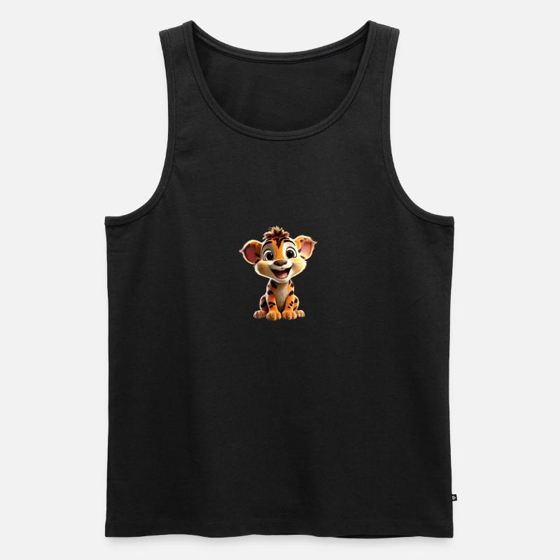 Fröhliches Löwenjunges - Männer Premium Bio Tank Top - Schwarz