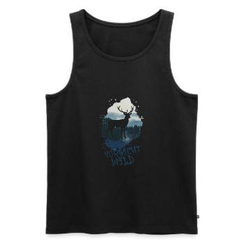 nature,Natur,hirsch,gebirge,berge,landschaft,wild - Männer Premium Bio Tank Top - Schwarz - Vorne - AI Model Male 178 light (178cm)