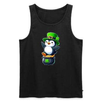 St. Patrick's Day Pinguin Zylinder Kleeblatt - Männer Premium Bio Tank Top - Schwarz - Vorne - Michal (187cm)