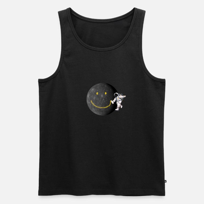 Astronaut lachender Mond, coole Bilder - Männer Premium Bio Tank Top - Schwarz
