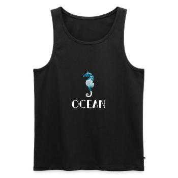 Cheval de mer dans la mer - Débardeur bio Premium Homme - noir - Devant - Michal (187cm)