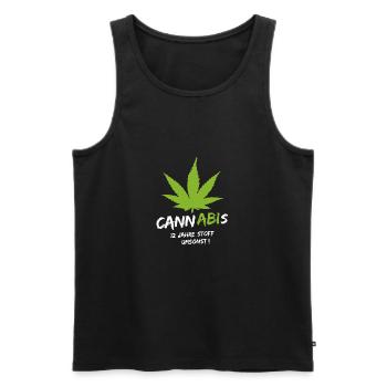 CANNABIS ABITUR - Männer Premium Bio Tank Top - Schwarz - Vorne - Michal (187cm)
