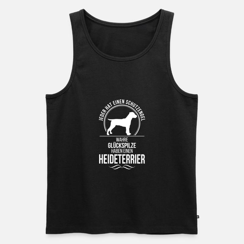 HEIDETERRIER Schutzengel Hunde Spruch Wilsigns - Männer Premium Bio Tank Top - Schwarz
