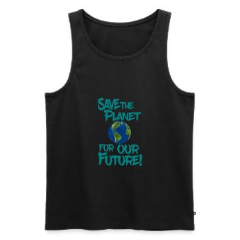 Save the planet for our future! - Männer Premium Bio Tank Top - Schwarz - Vorne - AI Model Male 178 light (178cm)