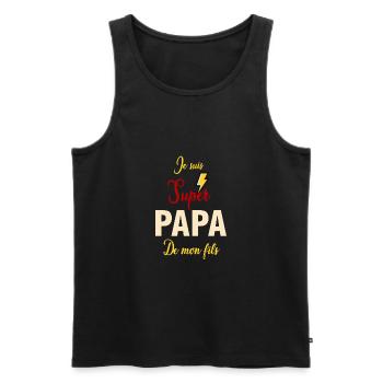 Je suis super papa de mon fils - Débardeur bio Premium Homme - noir - Devant - AI Model Male 178 light (178cm)