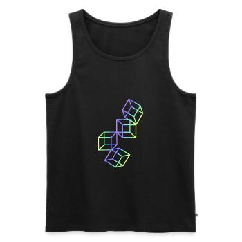 3D Würfel - Männer Premium Bio Tank Top - Schwarz - Vorne - Michal (187cm)