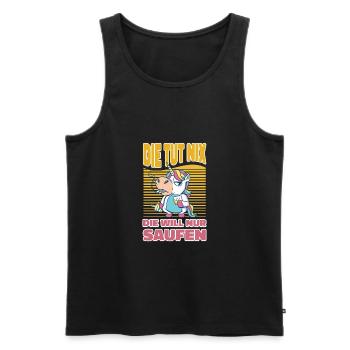 Böses Einhorn Saufen Bier Trinken - Lustiges - Männer Premium Bio Tank Top - Schwarz - Vorne - Michal (187cm)