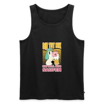 Einhorn Bier Saufen Alkohol Trinken - Witziges - Männer Premium Bio Tank Top - Schwarz - Vorne - Michal (187cm)