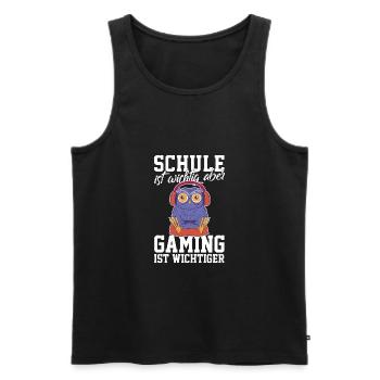 Gaming Eule - Computerspiele Videospiele Schule - Männer Premium Bio Tank Top - Schwarz - Vorne - Michal (187cm)