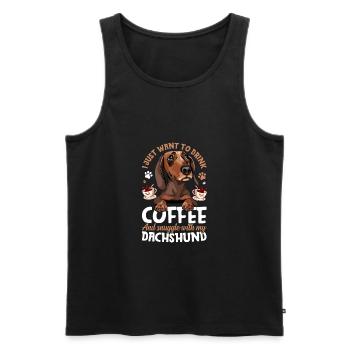 Kaffee Trinken Und Kuscheln Mit Dackel - Männer Premium Bio Tank Top - Schwarz - Vorne - Michal (187cm)