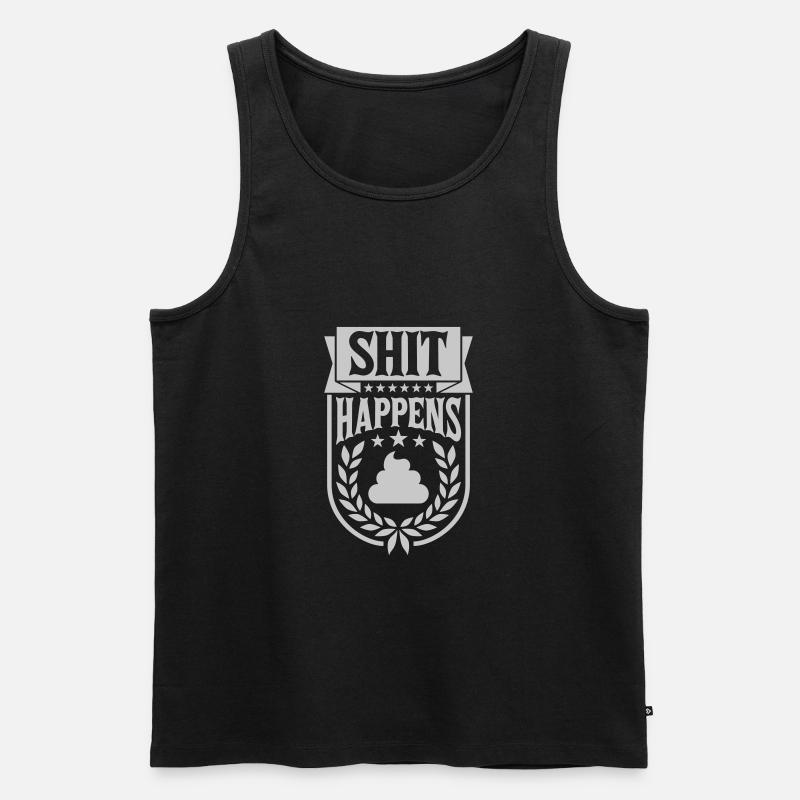 Zitat Shit happens Lorbeerkranz - Männer Premium Bio Tank Top - Schwarz