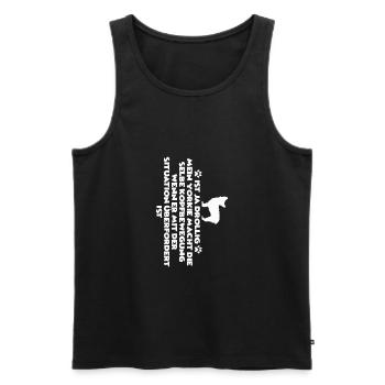 Süßes Yorkshire Terrier Motiv Yorki Gassi - Männer Premium Bio Tank Top - Schwarz - Vorne - Michal (187cm)