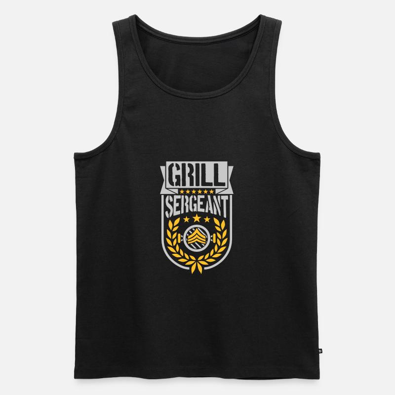 Grill Sergeant Lorbeerkranz Barbecue - Männer Premium Bio Tank Top - Schwarz