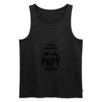 joyeux anniversaire papy et vive la retraite - Débardeur bio Premium Homme - noir - Devant - AI Model Male 178 light (178cm)
