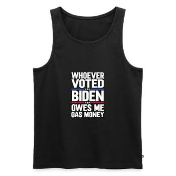 Wer Biden gewählt hat, schuldet mir Benzingeld - Männer Premium Bio Tank Top - Schwarz - Vorne - AI Model Male 178 light (178cm)