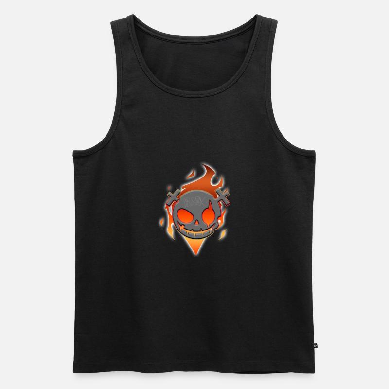 Comic Flame Skull - Männer Premium Bio Tank Top - Schwarz