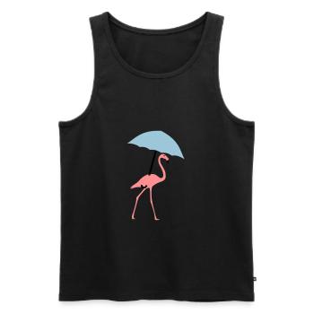 Flamingo with umbrella or parasol - Men's Premium Organic Tank Top - black - Front - AI Model Male 178 light (178cm)