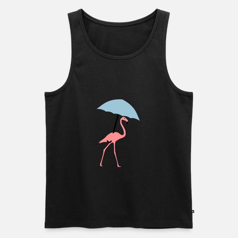 Flamingo mit Regenschirm oder Sonnenschirm - Männer Premium Bio Tank Top - Schwarz