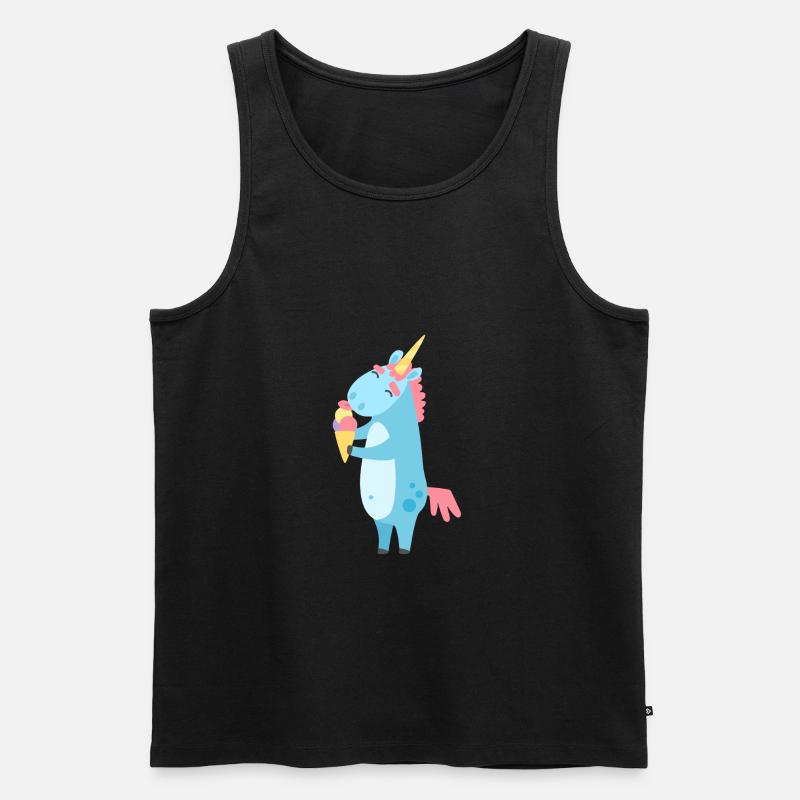 Einhorn mit Eis - Männer Premium Bio Tank Top - Schwarz