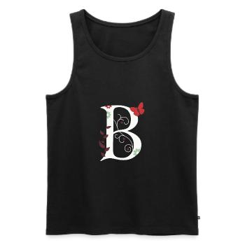 Lettre B Monogramme Rétro - Débardeur bio Premium Homme - noir - Devant - AI Model Male 178 light (178cm)