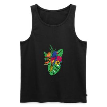 gaya flower parrot - Männer Premium Bio Tank Top - Schwarz - Vorne - AI Model Male 178 light (178cm)