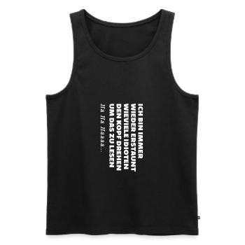 Tourner la tête de lecture fou drôle disant gag - Débardeur bio Premium Homme - noir - Devant - Michal (187cm)
