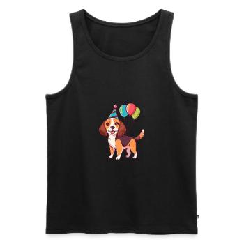Beagle Hunde Geburtstag Comic - Männer Premium Bio Tank Top - Schwarz - Vorne - AI Model Male 178 light (178cm)