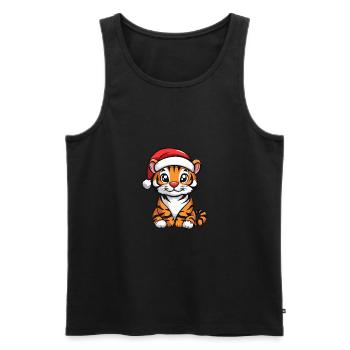Tigre Noël Mignon - Débardeur bio Premium Homme - noir - Devant - Michal (187cm)