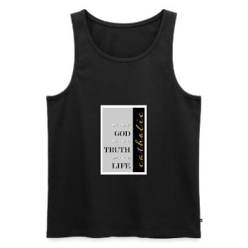 catholic one god one truth one life - Männer Premium Bio Tank Top - Schwarz - Vorne - AI Model Male 178 light (178cm)