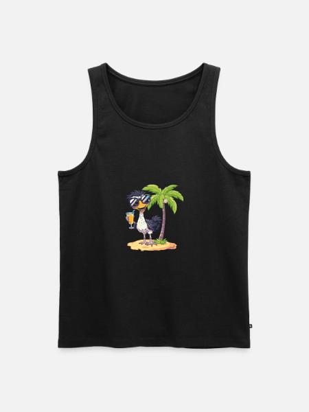Ostrich Summer Beach Comic - Men's Premium Organic Tank Top - 