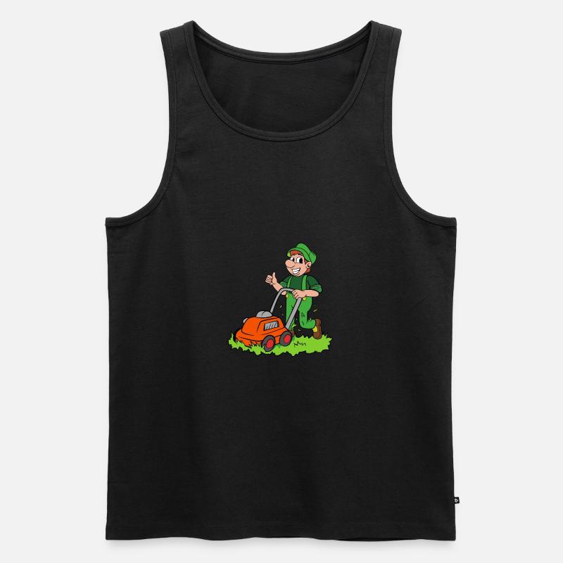 Gärtner mit Rasenmäher - Männer Premium Bio Tank Top - Schwarz