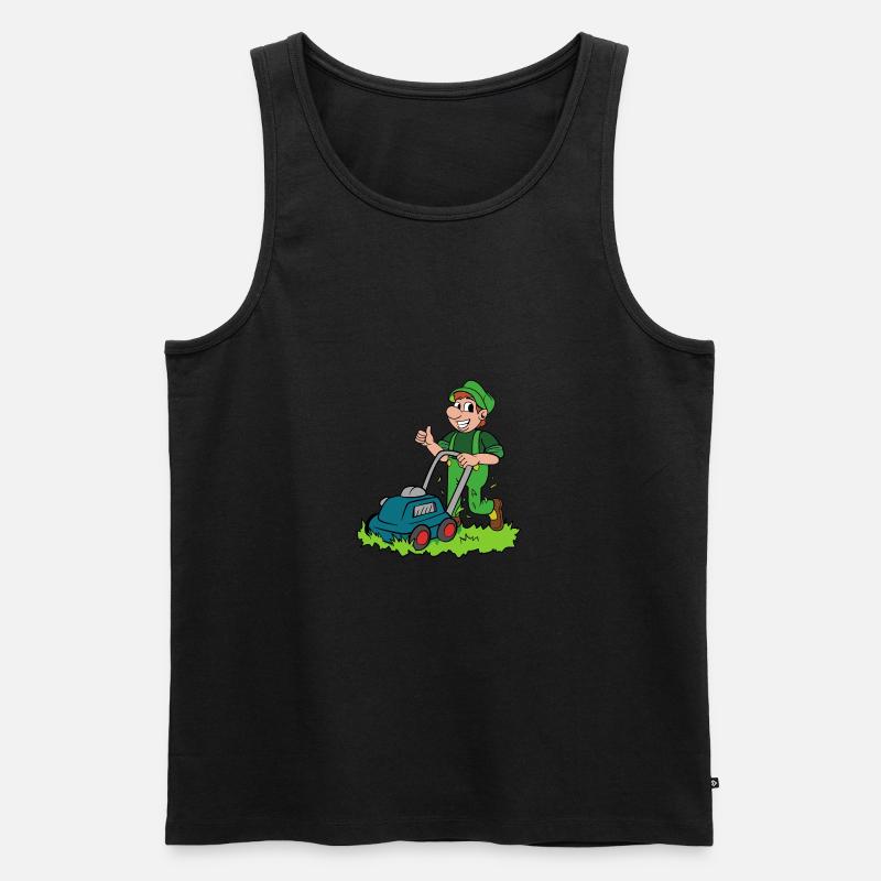 Gärtner mit Rasenmäher - Männer Premium Bio Tank Top - Schwarz