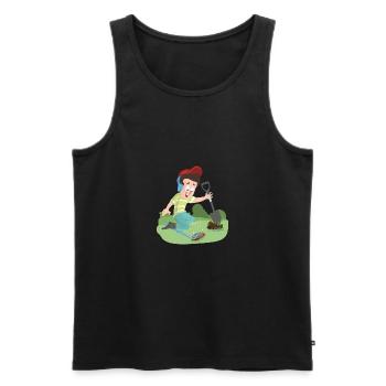 The treasure hunter metal detector is already glowing - Men's Premium Organic Tank Top - black - Front - AI Model Male 178 light (178cm)