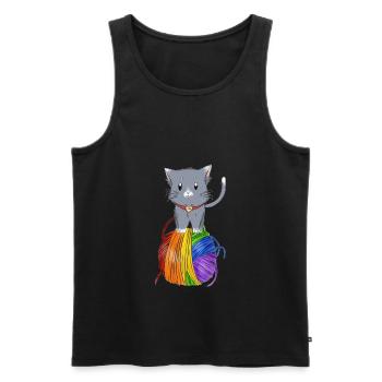 Katze Regenbogen,Gay Katzen - Männer Premium Bio Tank Top - Schwarz - Vorne - AI Model Male 178 light (178cm)
