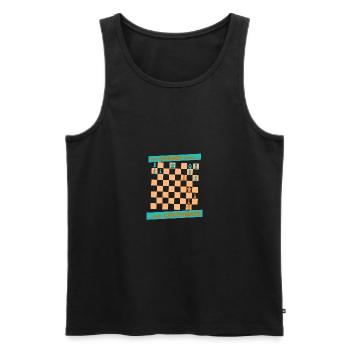 Die ORANGE Bewegung ... und CHECKMATE - Schultergurte - Männer Premium Bio Tank Top - Schwarz - Vorne - AI Model Male 178 light (178cm)