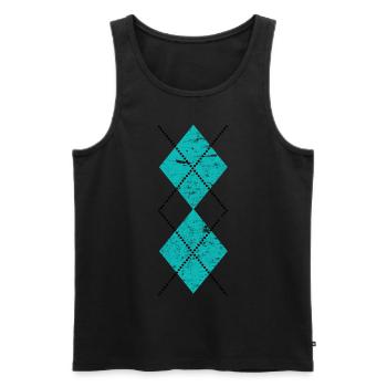Vintage Rockabilly Argyle - Männer Premium Bio Tank Top - Schwarz - Vorne - Michal (187cm)