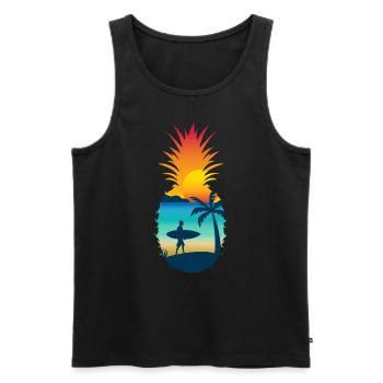 Pineapple Beach Surfer Motif de vacances d’été - Débardeur bio Premium Homme - noir - Devant - Michal (187cm)
