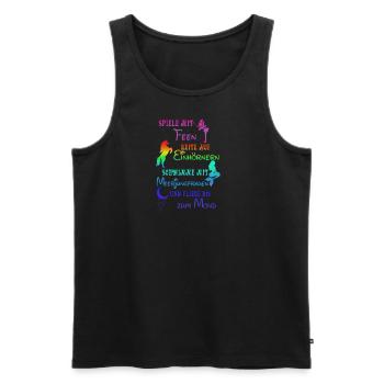 Fee, Einhorn, Meerjungfrau - Männer Premium Bio Tank Top - Schwarz - Vorne - Michal (187cm)