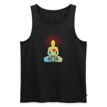 New Age Buddha Lotus Heart Esothermic Blossom Flower - Men's Premium Organic Tank Top - black - Front - Michal (187cm)
