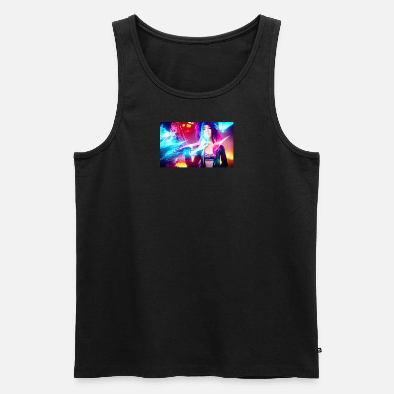 Idol vor buntem Hintergrund - Männer Premium Bio Tank Top - undefined